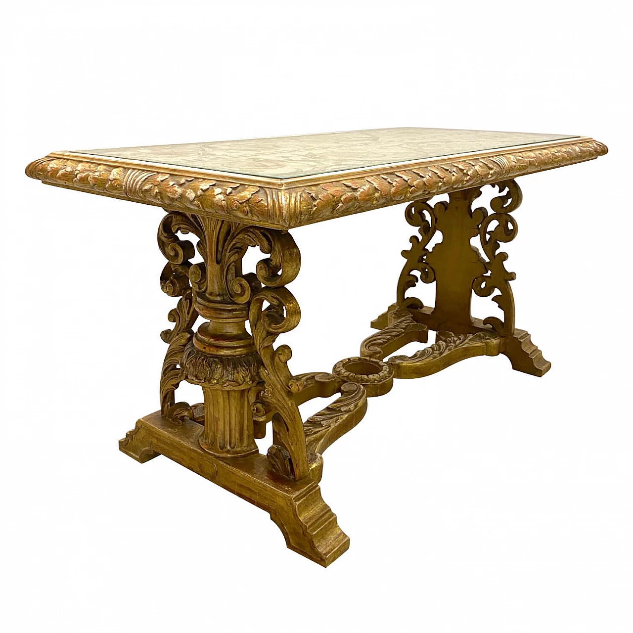 Tavolino in stile antico con piano in seta, anni '40 1217347
