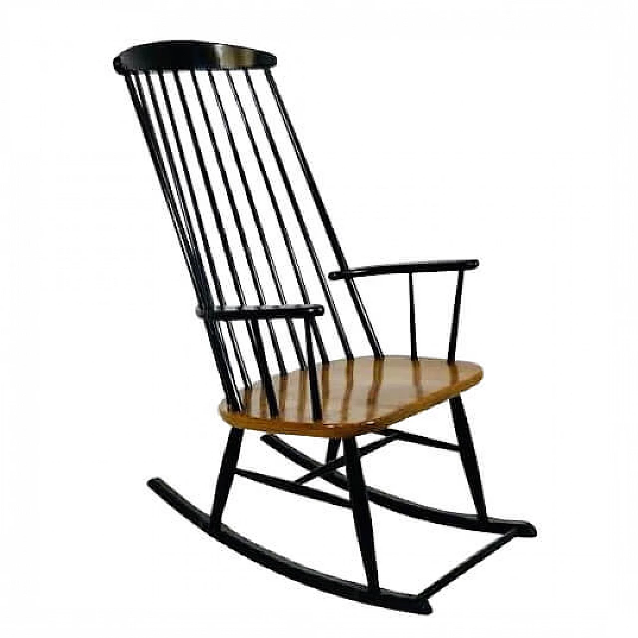 Fanett rocking chair in beech and lacquered wood by Ilmari Tapiovaara, 50s 1217349