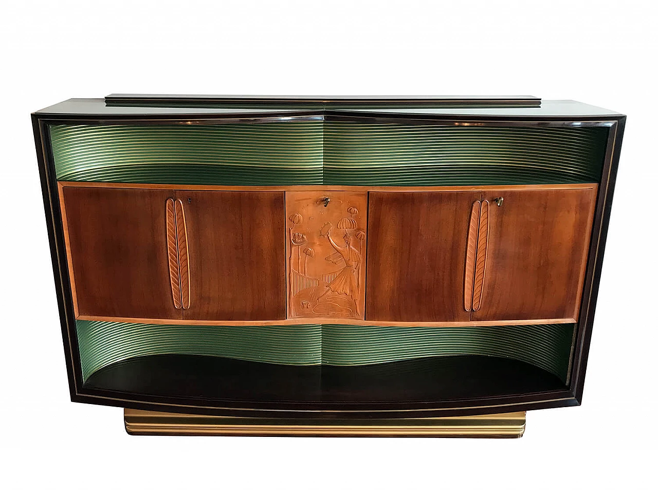 Credenza in noce con sculture in rilievo di Vittorio Dassi, anni '50 1217427