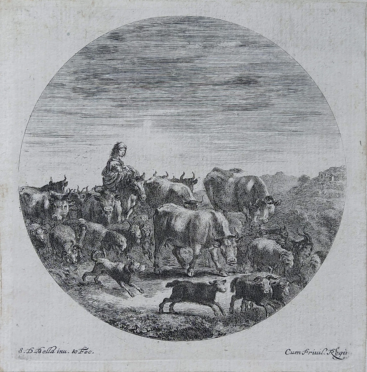Acquaforte Contadina a cavallo di Stefano Della Bella, 1646 1217562
