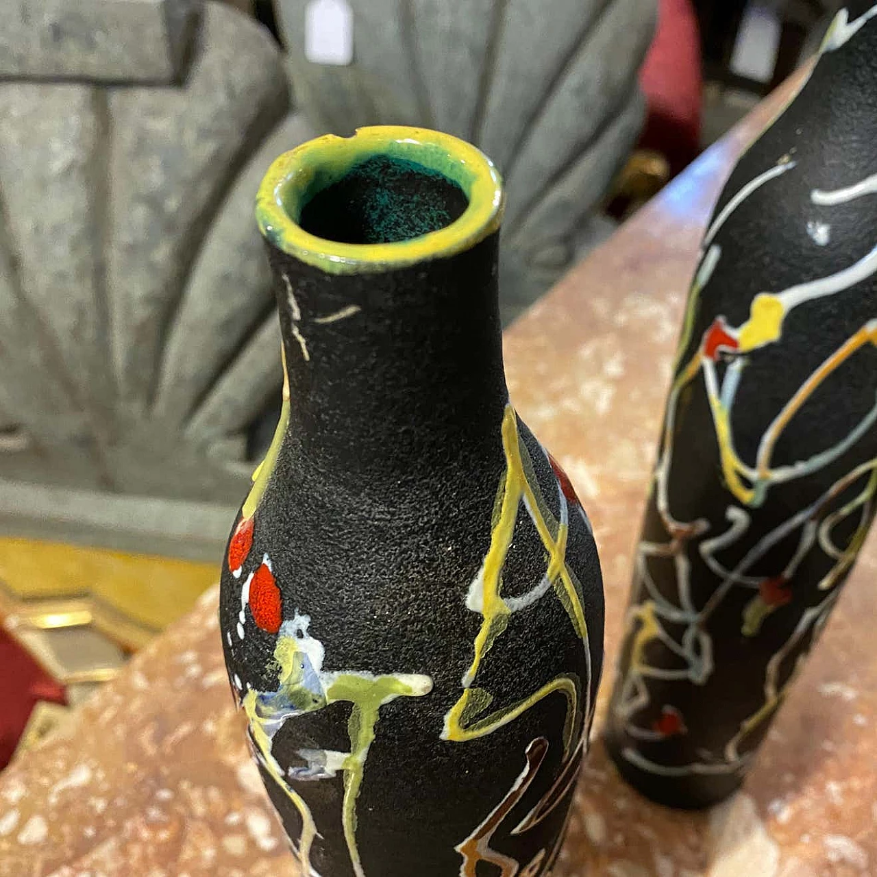 Coppia di vasi Modernisti in ceramica di Ce.As Albisola, anni '70 1217582