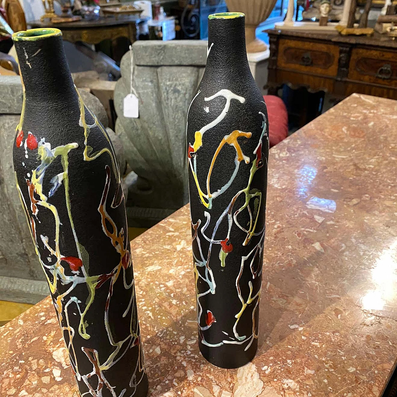 Coppia di vasi Modernisti in ceramica di Ce.As Albisola, anni '70 1217587