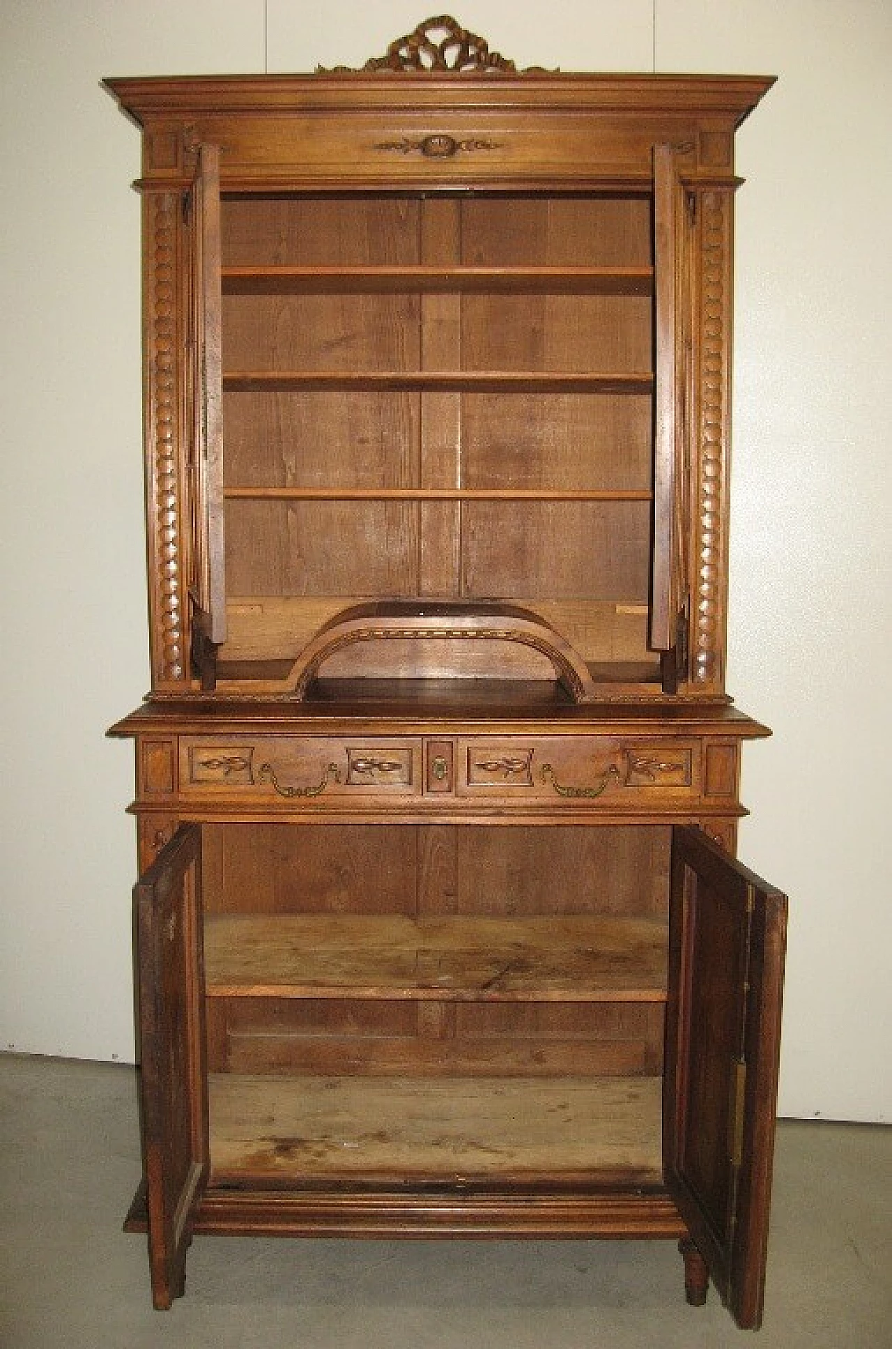 Solid walnut sideboard with glass top, early 20th century 1217699