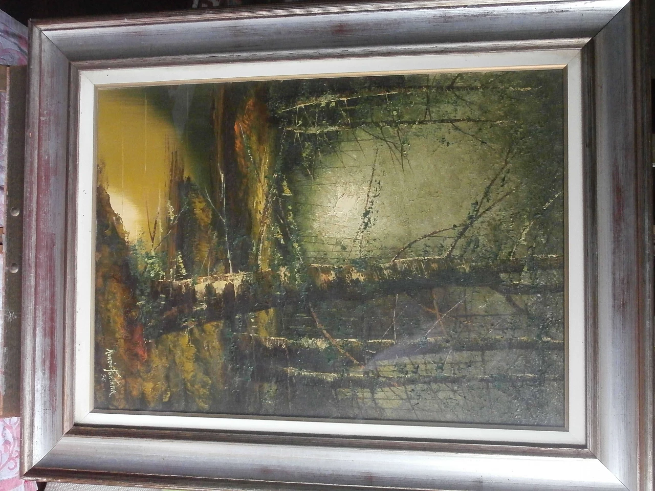 Canvas by Nunzio Fontana, Reflections in the woods, 1970s 1217709