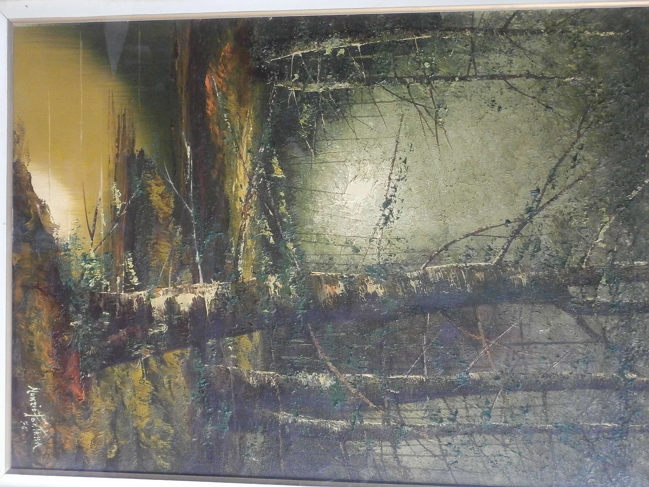 Canvas by Nunzio Fontana, Reflections in the woods, 1970s 1217711