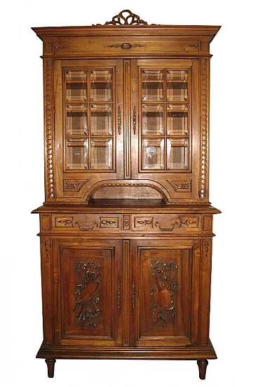 Solid walnut sideboard with glass top, early 20th century