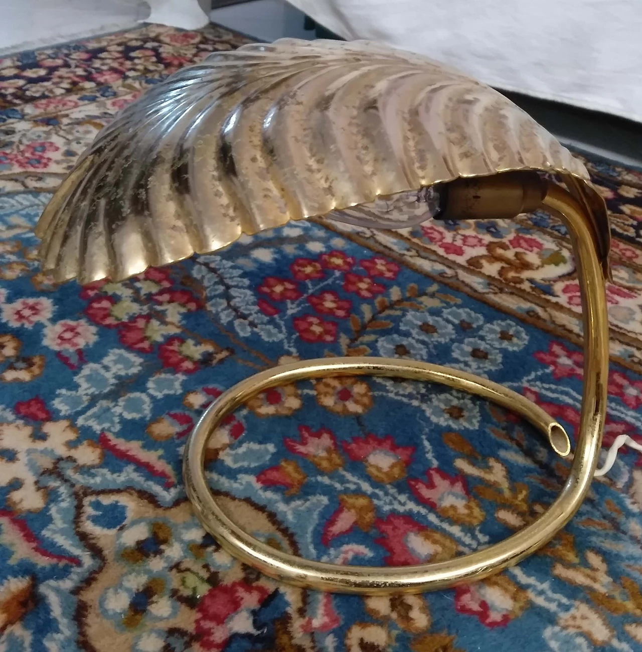 Leaf-shaped brass table lamp in Barbi style by Sergio Terzani, 60s 1217954