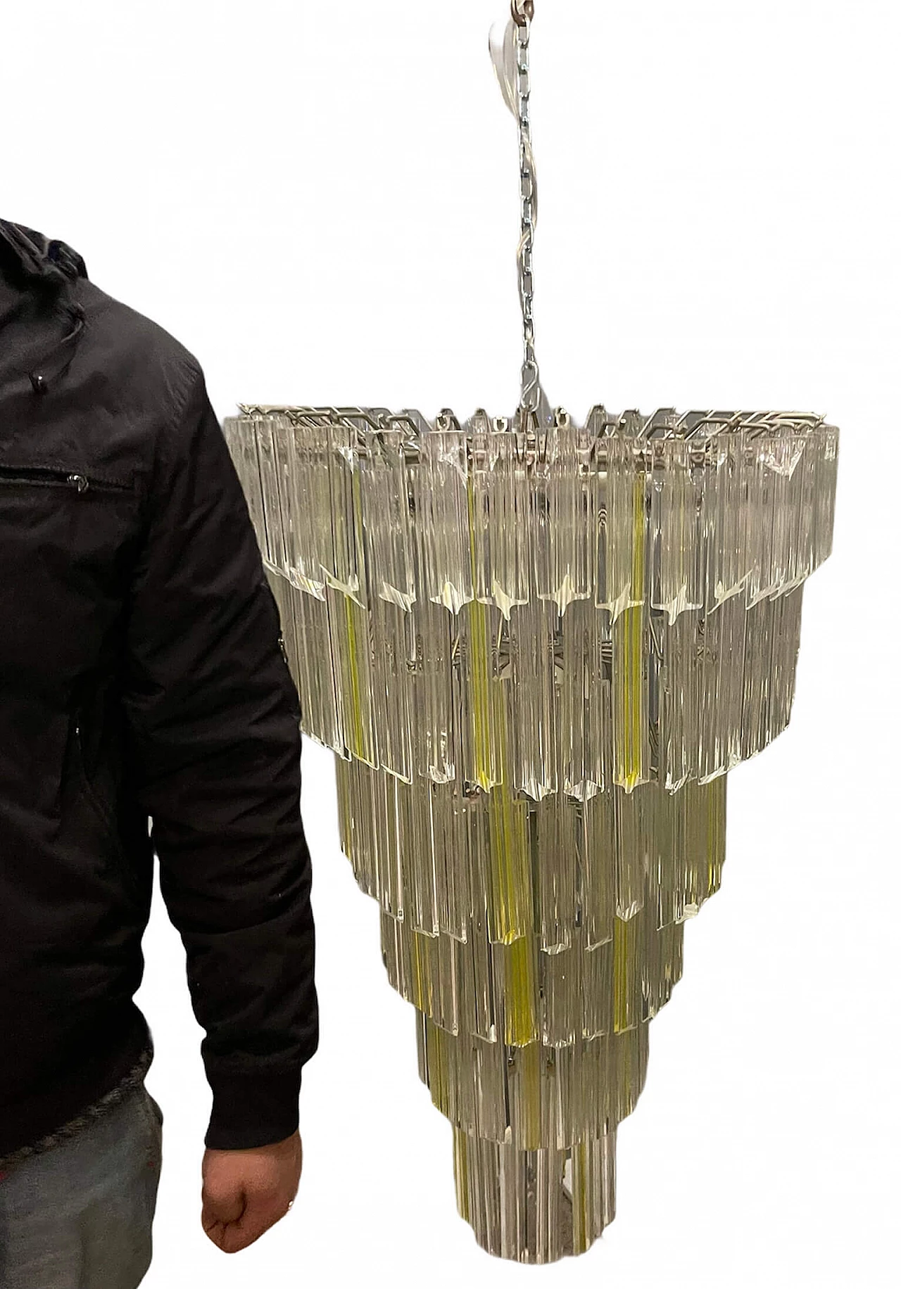 Lampadario in prismi di vetro di Murano di Venini, anni '70 1218050