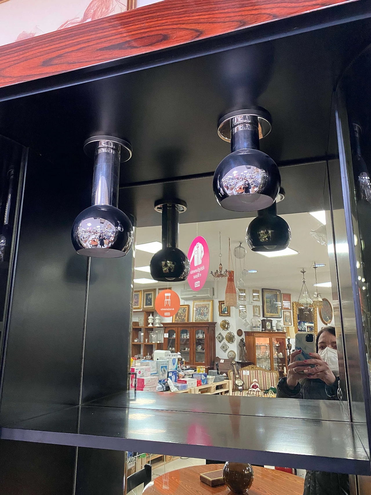 Mobile bar con radio in legno, acciaio e vetro, anni '70 1218080