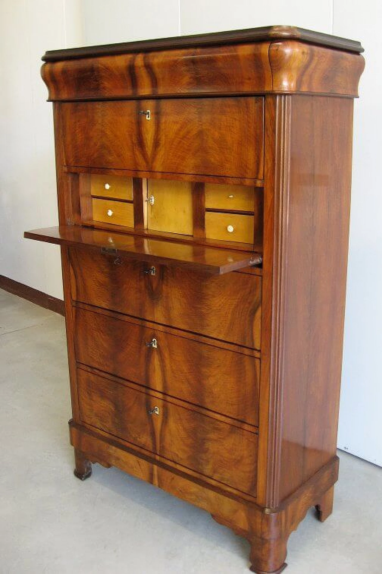 Secretaire in mogano biondo, '800 1218112