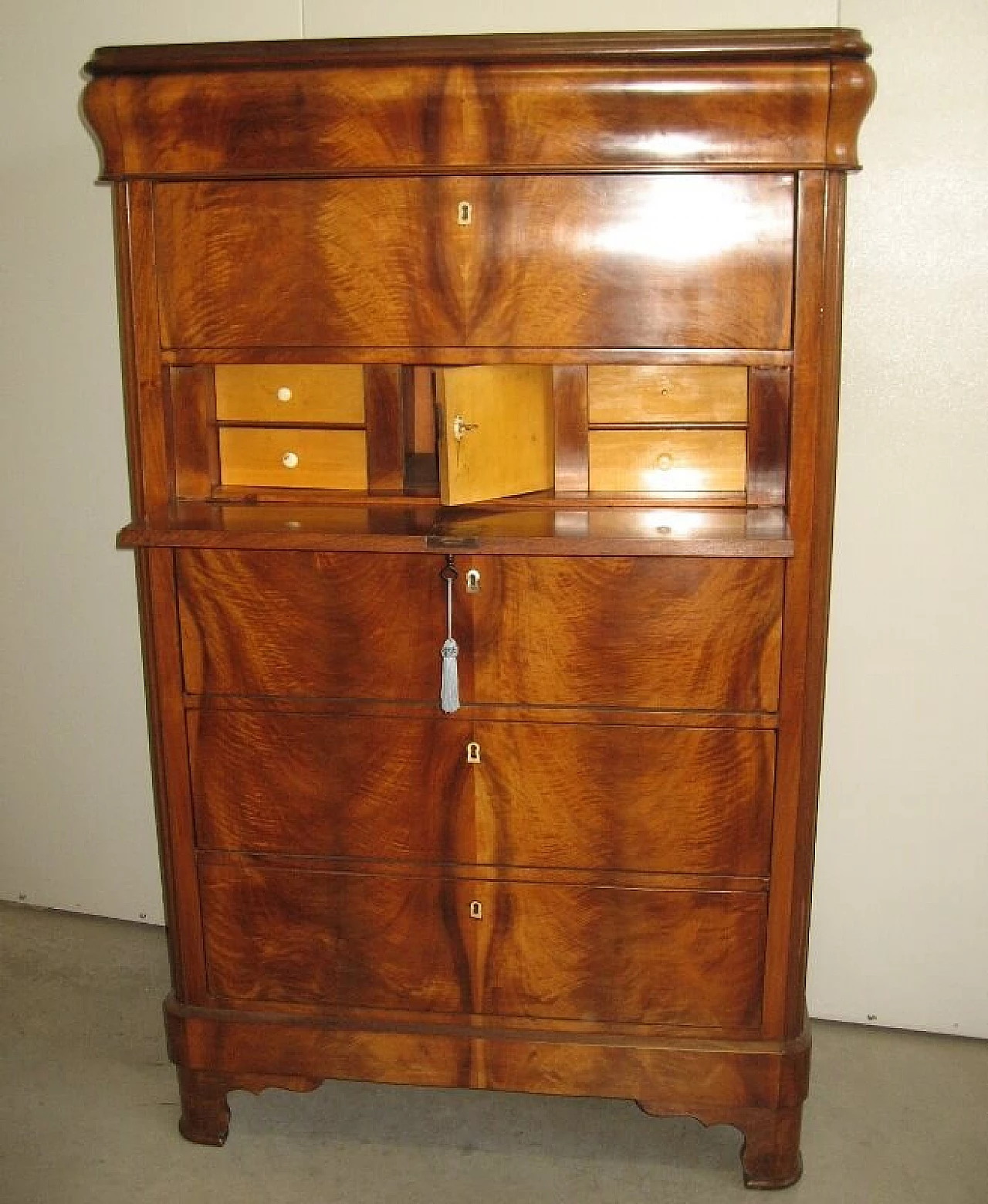 Secretaire in mogano biondo, '800 1218118