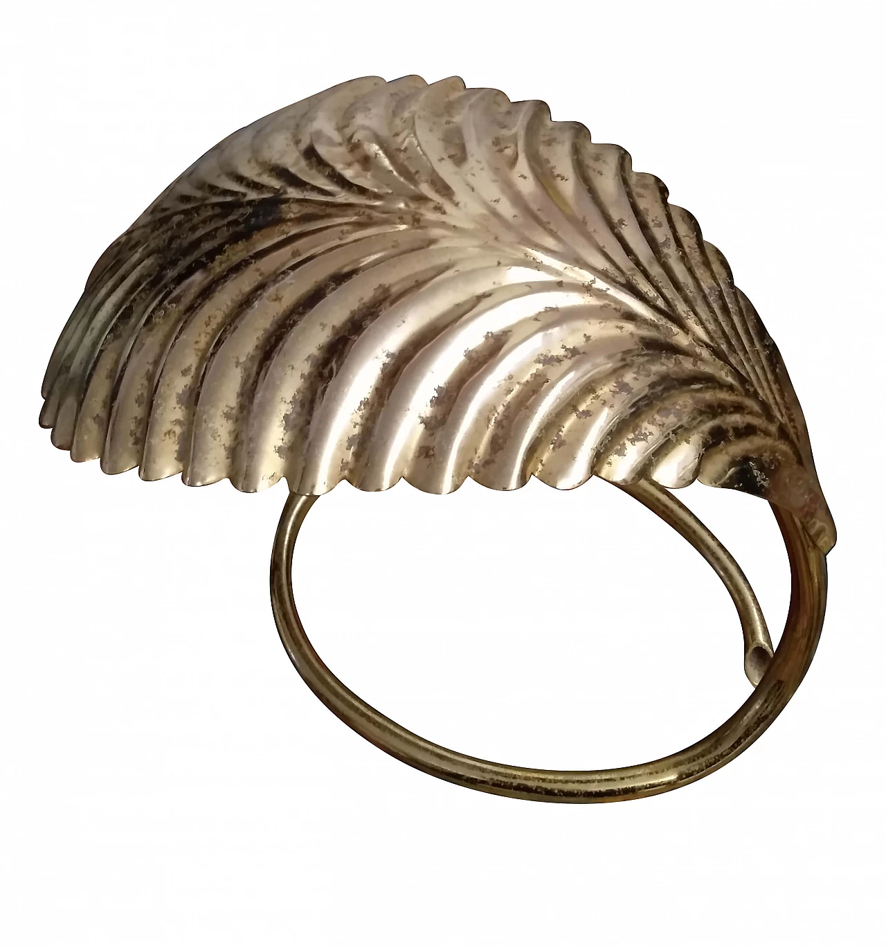 Lampada da tavolo a forma di foglia in ottone  in stile Barbi di Sergio Terzani, anni '60 1218156