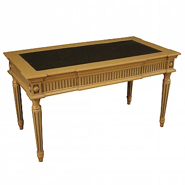 Louis XVI style writing desk in lacquered wood and faux leather top, 40s