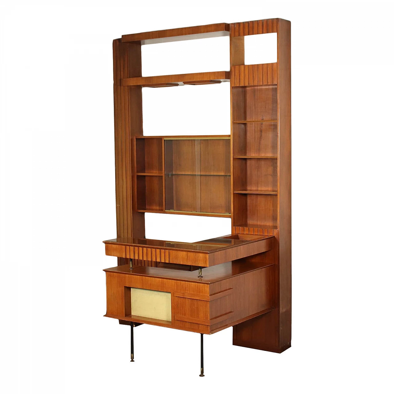 Bar cabinet in rosewood, glass and brass, 60s 1218787