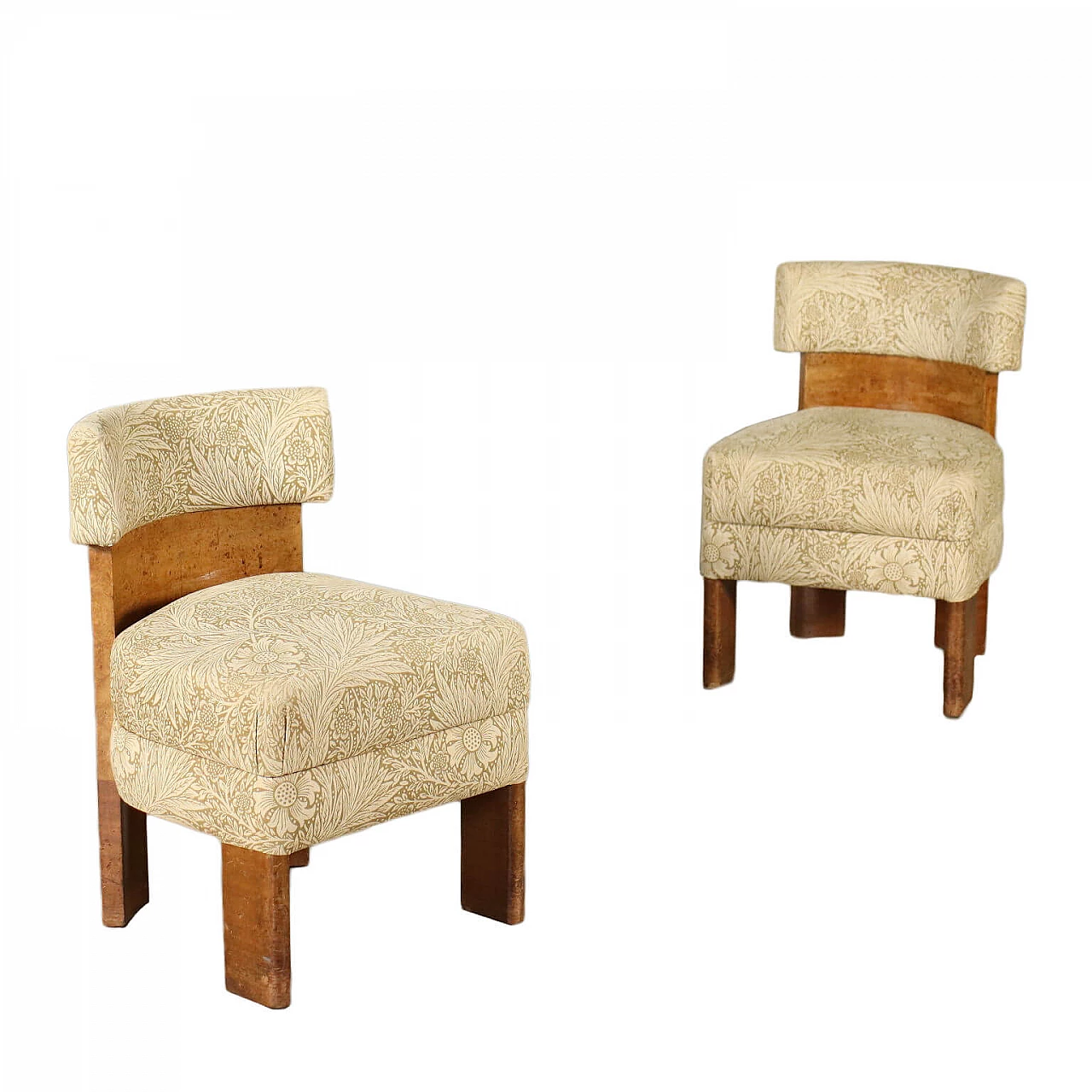 Pair of chairs in Tuia briar and fabric, 20s 1218825