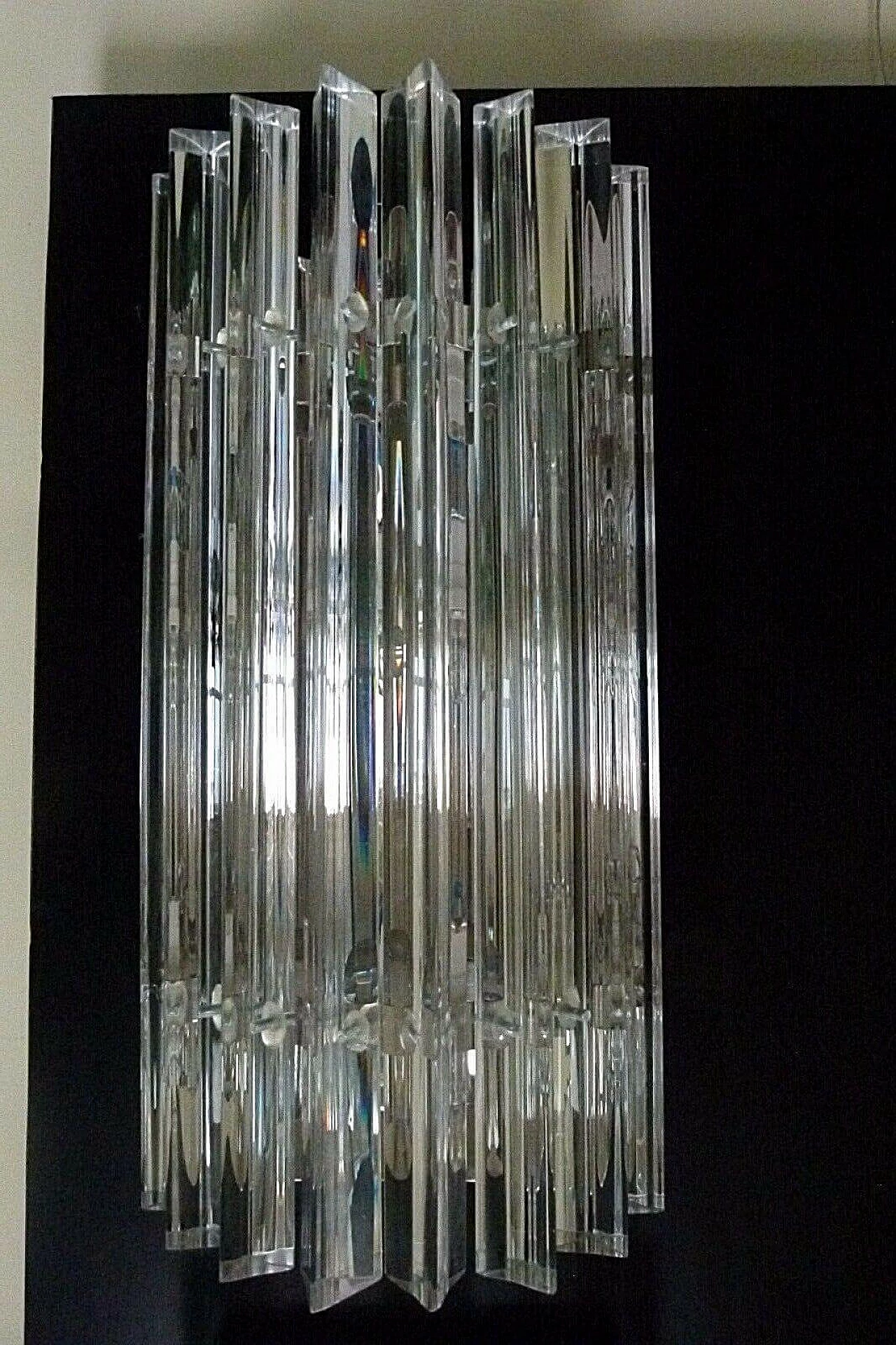 Coppia di applique a stecche in vetro di Murano e ottone 1219023