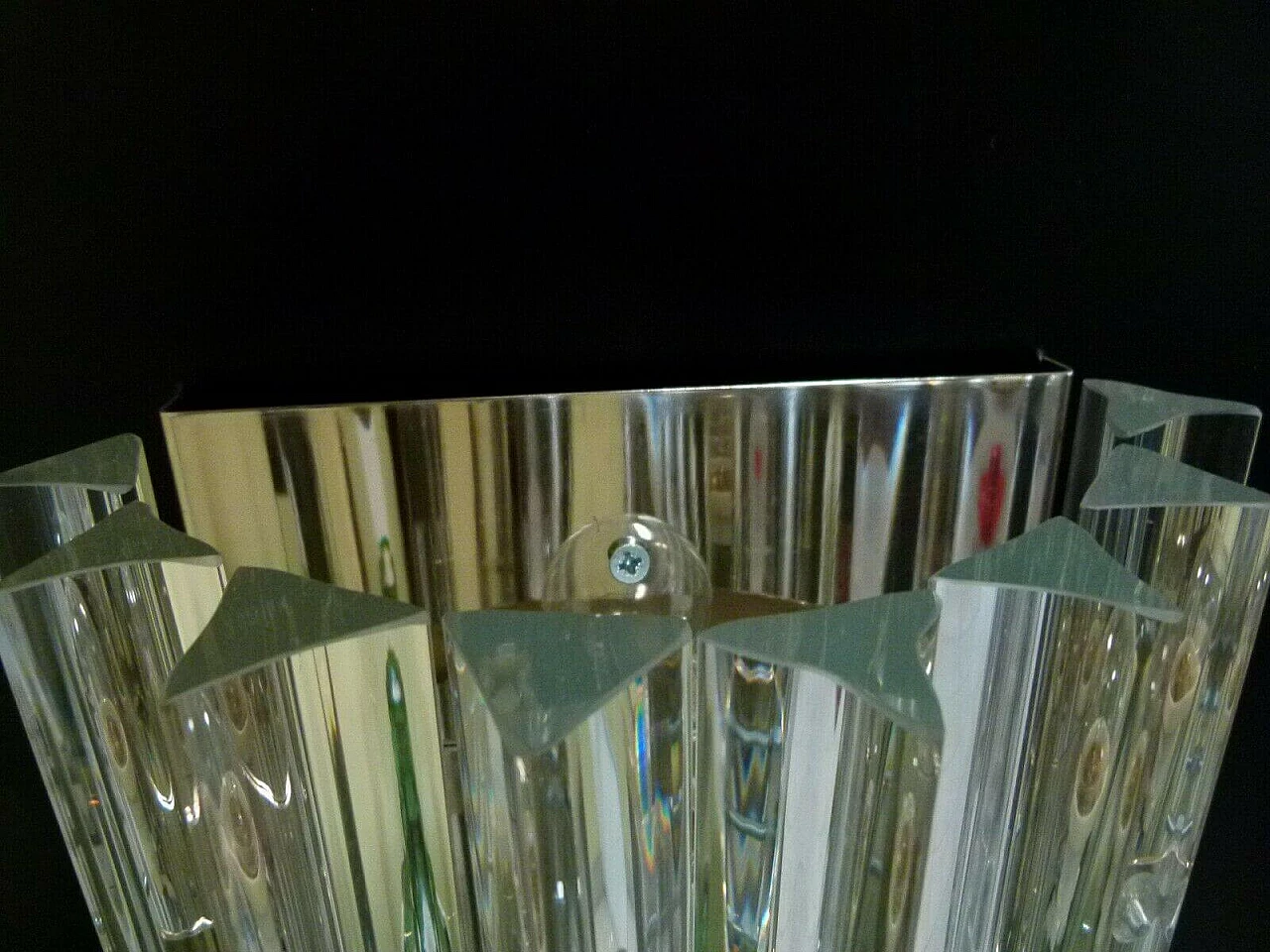 Coppia di applique a stecche in vetro di Murano e ottone 1219029