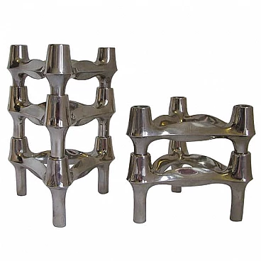 5 modular candleholders by Fritz Nagel and Ceasar Stoffi for BMF, 70s