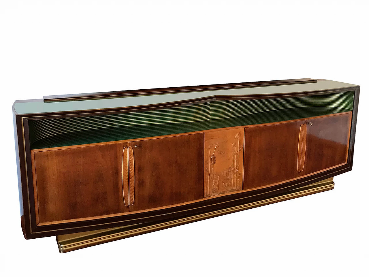 Long walnut sideboard with mirror by Vittorio Dassi, 1950s 1219163