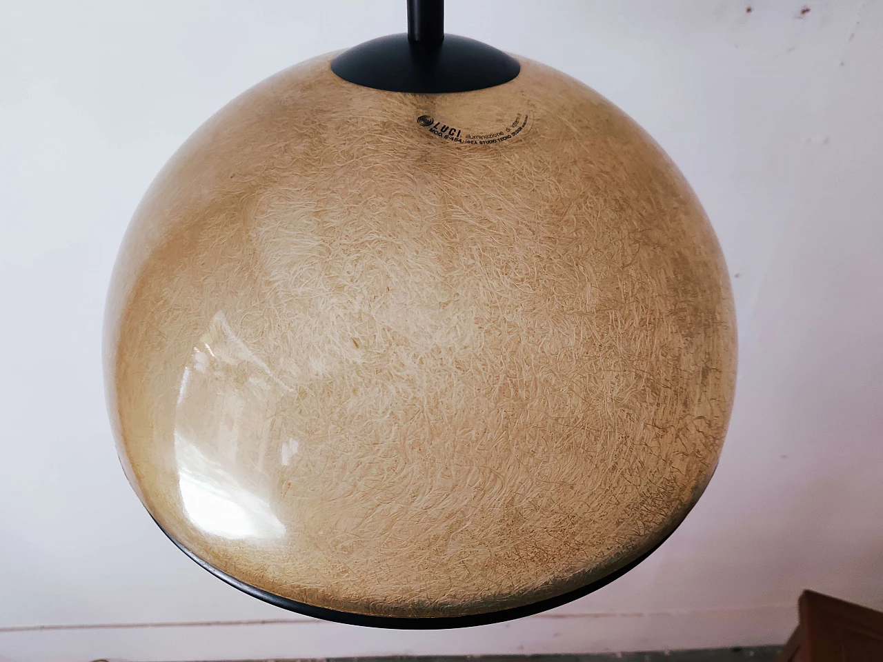 Fiberglass dome chandelier with up and down by Idea Studio Tecno Design, 80s 1219362