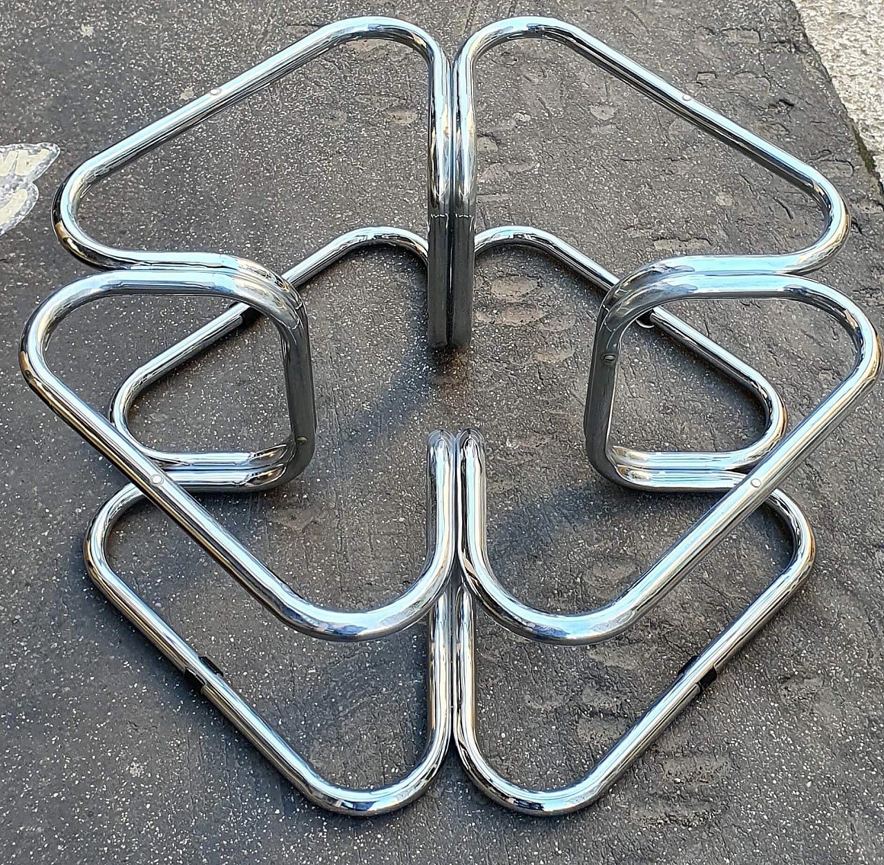 Coffee table in chromed metal and glass, 1970s 1219424