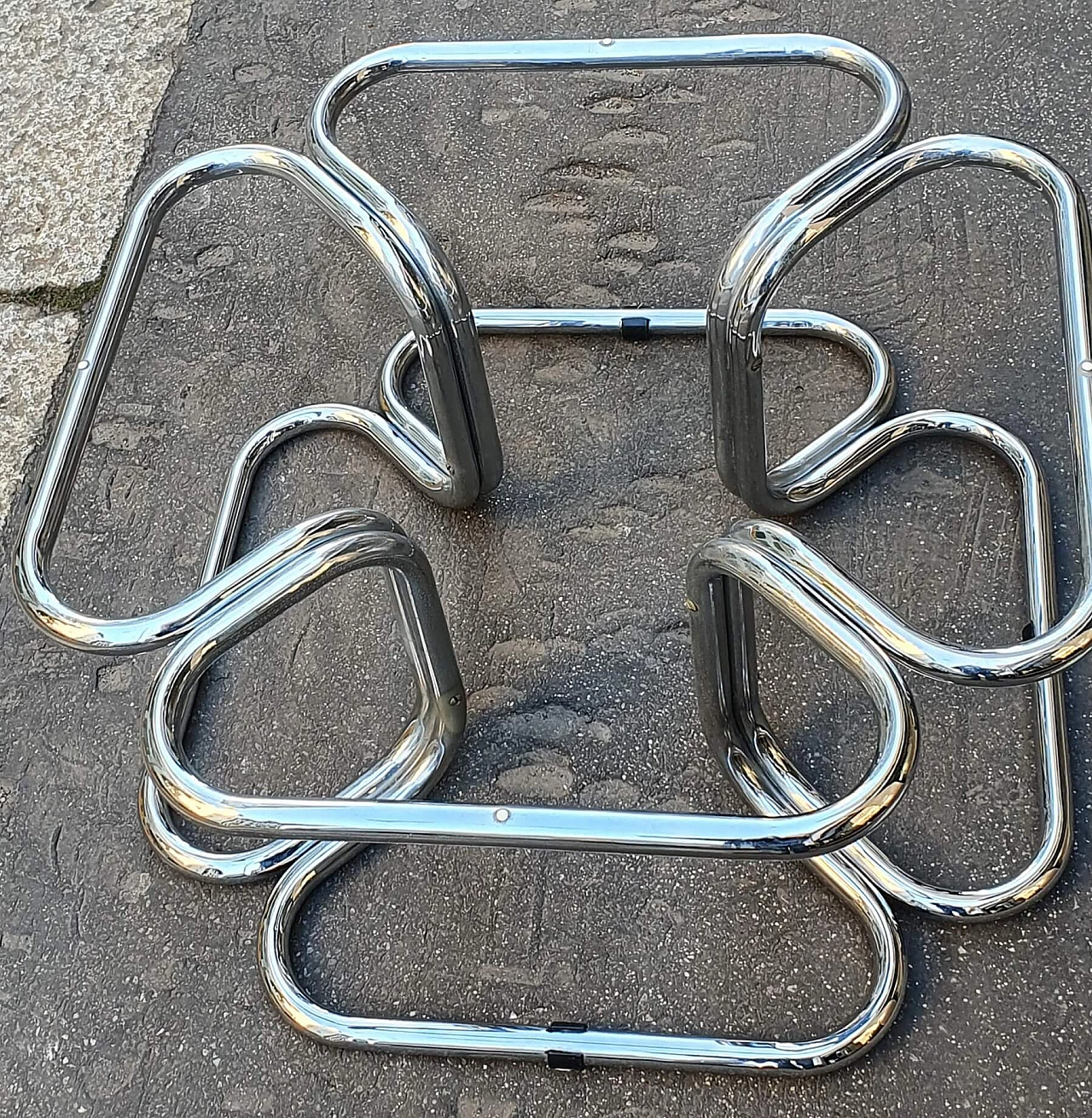 Coffee table in chromed metal and glass, 1970s 1219428