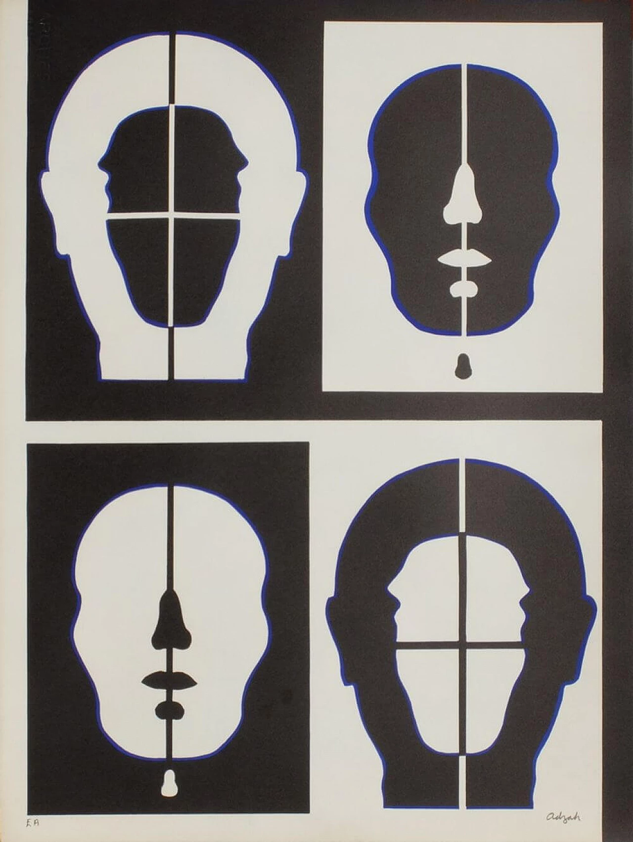 Lithograph Visage Négatif by Roy AdzaK, 1972 1219449