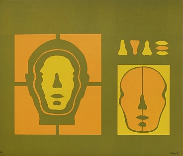 Litografia Visage Positif di Roy AdzaK, 1972