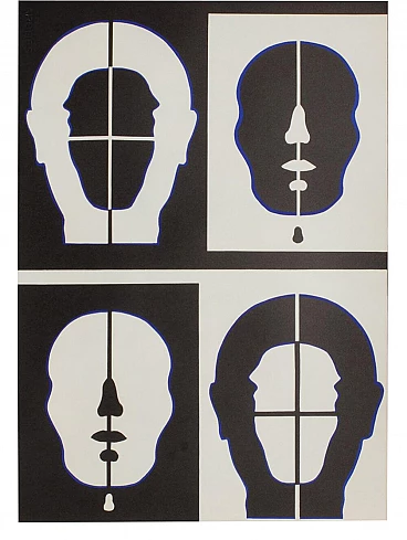 Lithograph Visage Négatif by Roy AdzaK, 1972