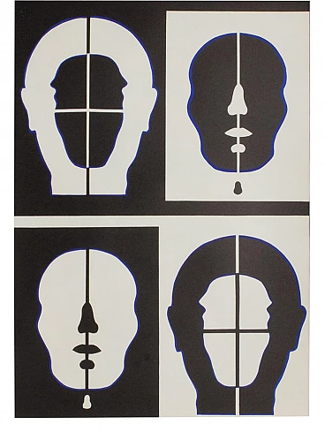 Litografia Visage Négatif di Roy AdzaK, 1972