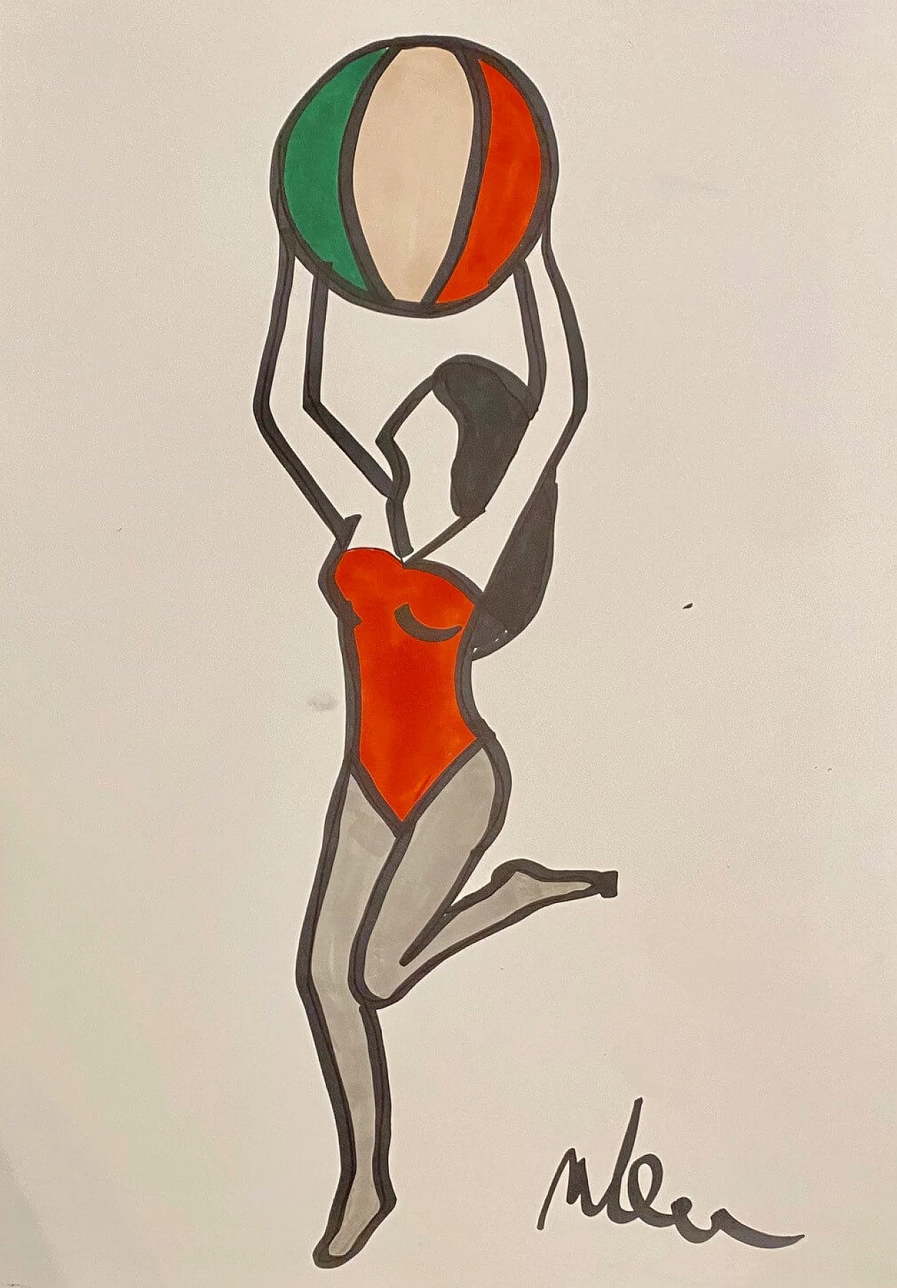 Disegno a tecnica mista di Marco Lodola, anni 2000 1219522