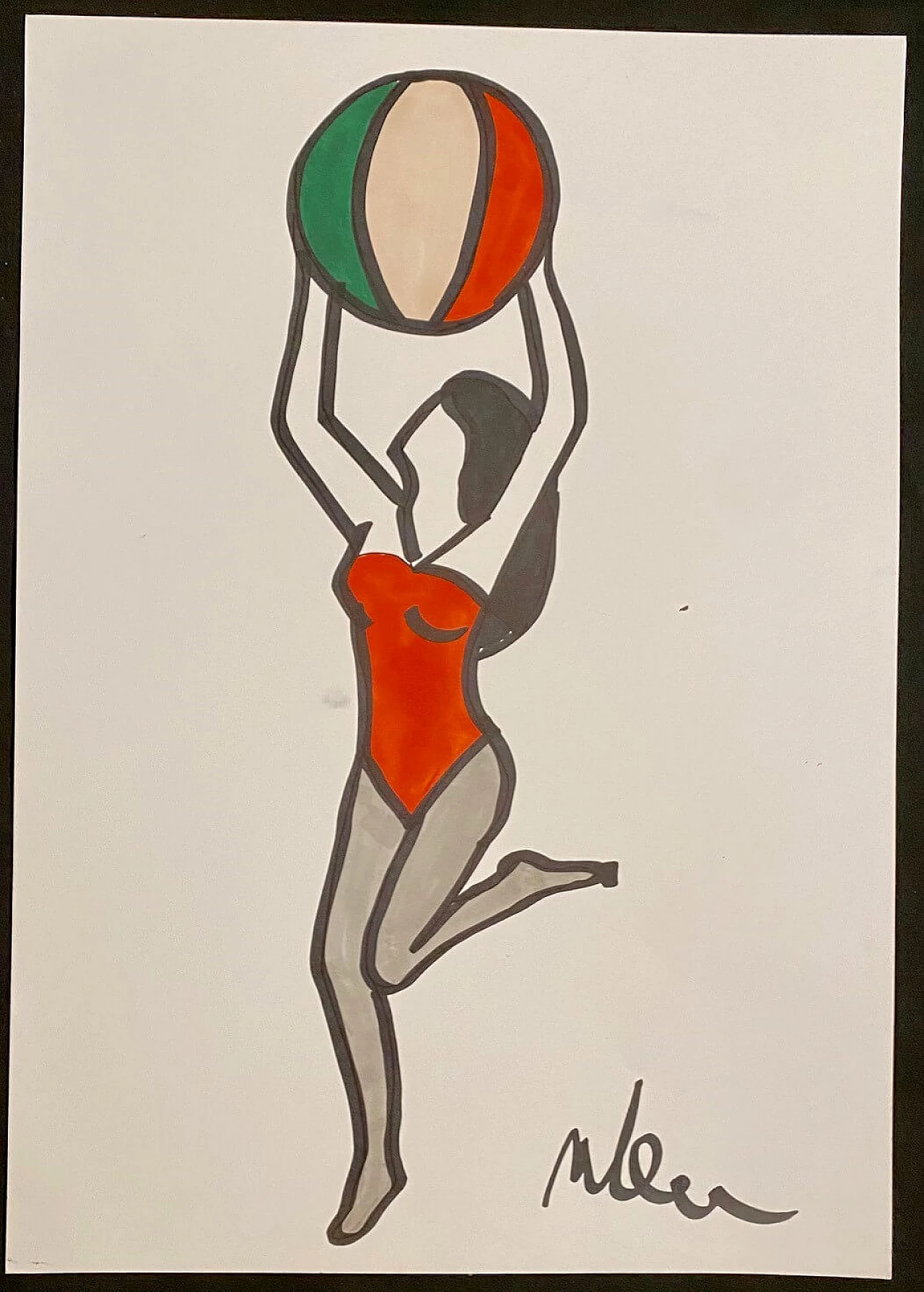 Disegno a tecnica mista di Marco Lodola, anni 2000 1219523