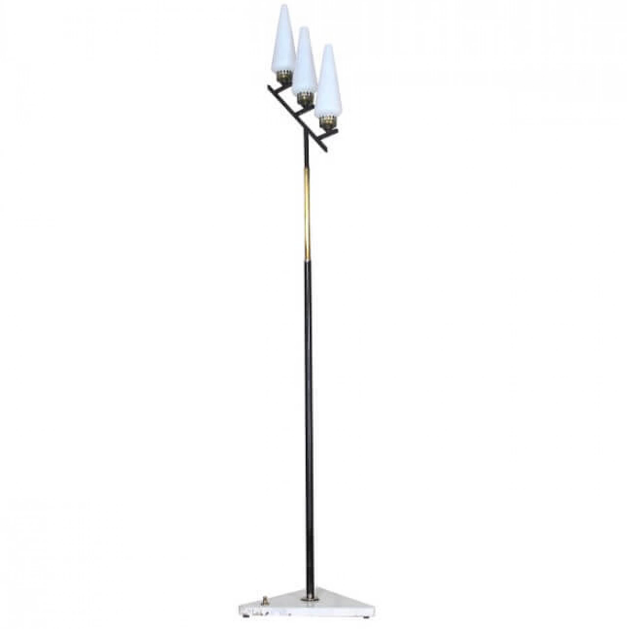 Floor lamp in brass, opaline glass and marble by Stilnovo, 50s 1219595
