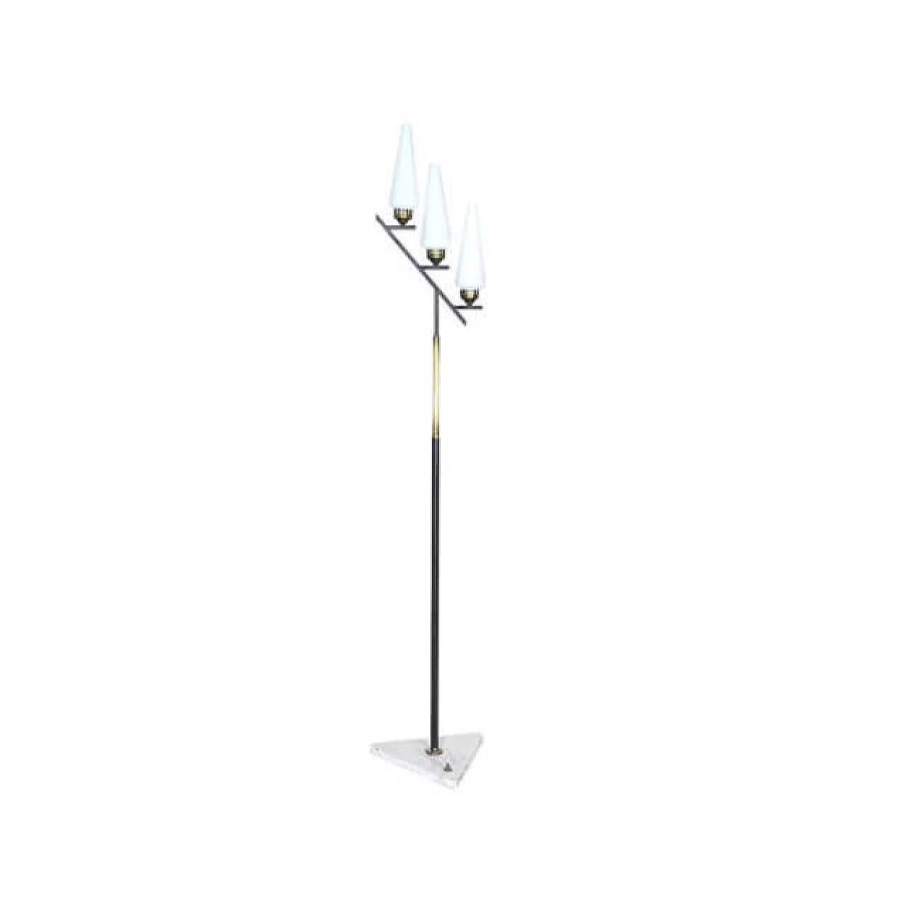 Floor lamp in brass, opaline glass and marble by Stilnovo, 50s 1219596