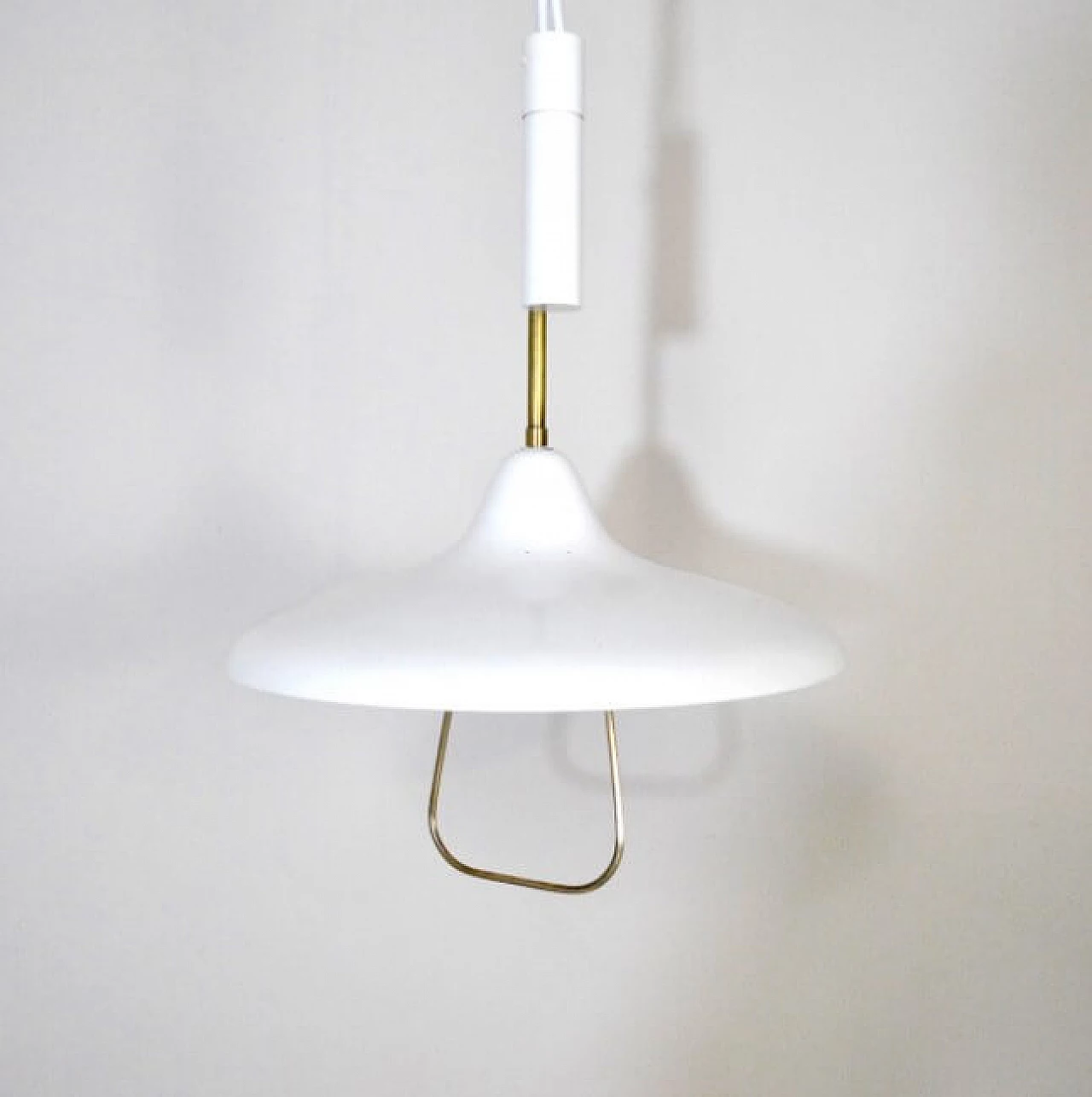 Chandelier in white lacquered iron attributable to Stilnovo, 60s 1219615