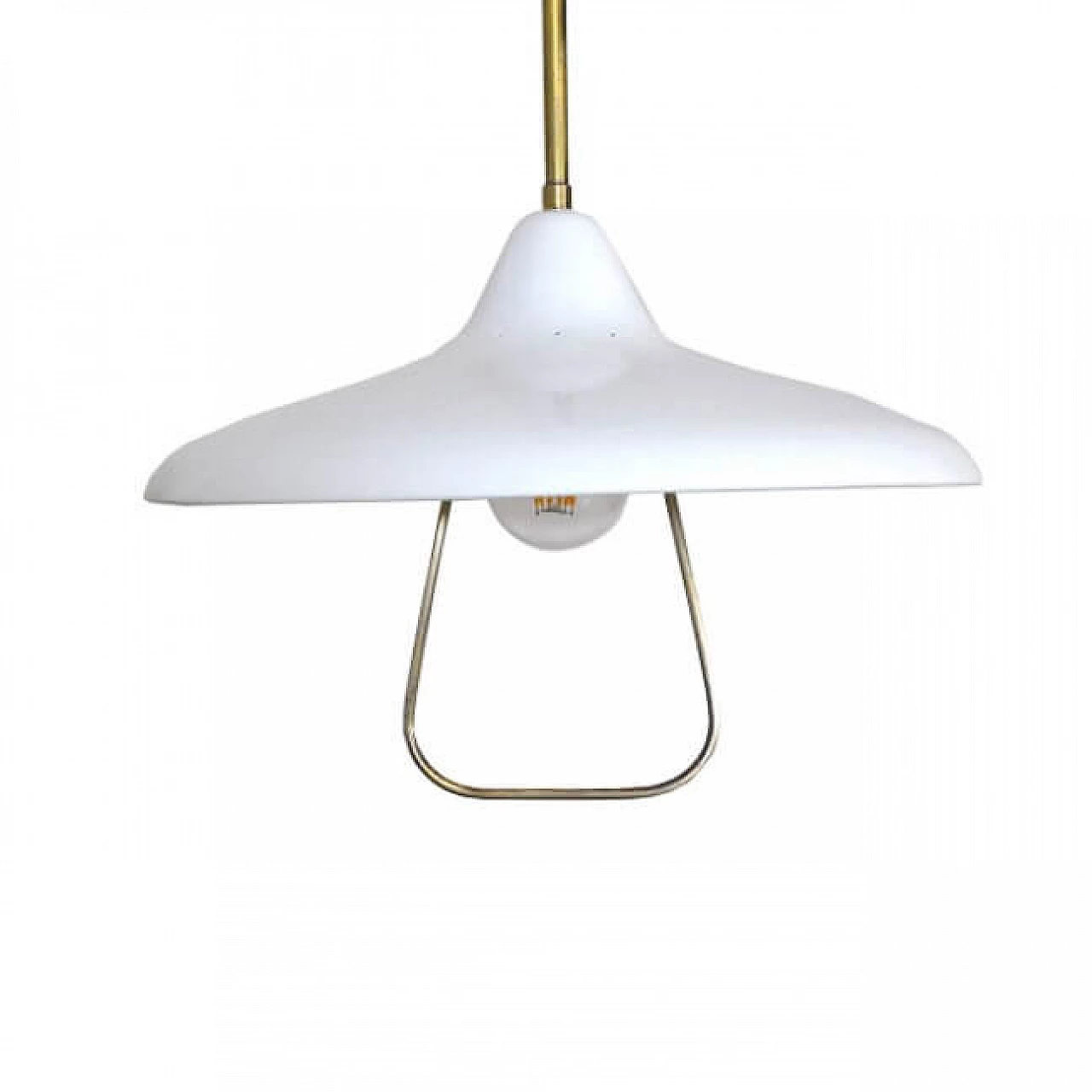 Chandelier in white lacquered iron attributable to Stilnovo, 60s 1219616
