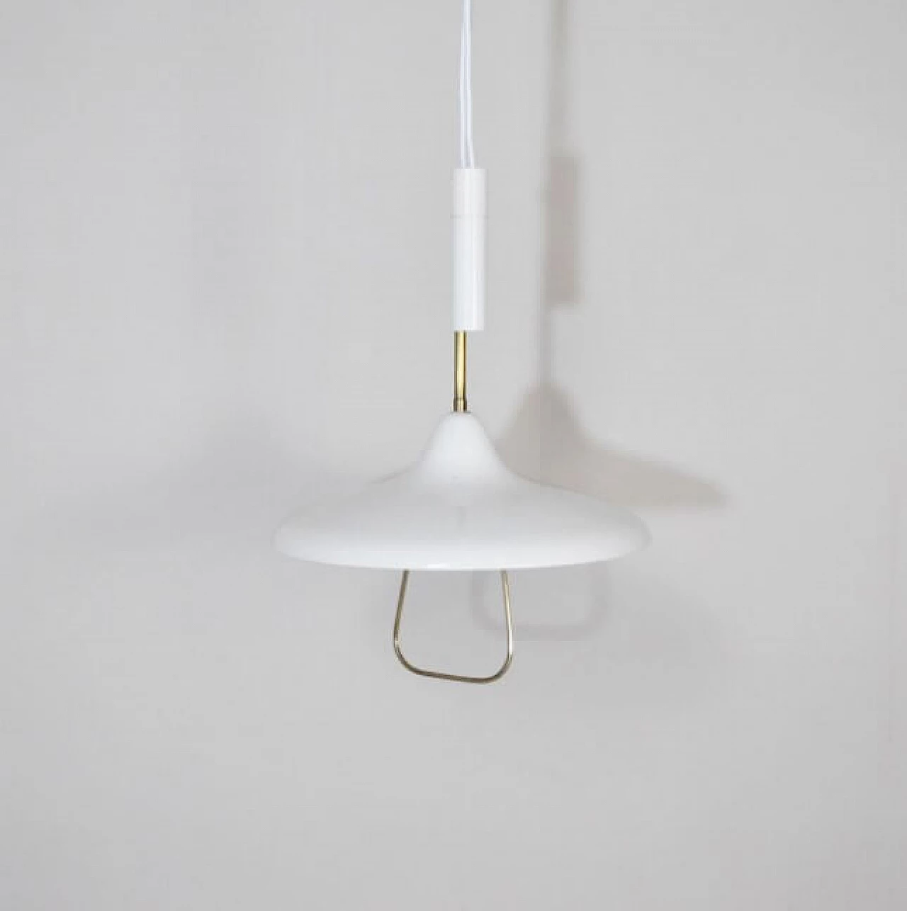 Chandelier in white lacquered iron attributable to Stilnovo, 60s 1219618