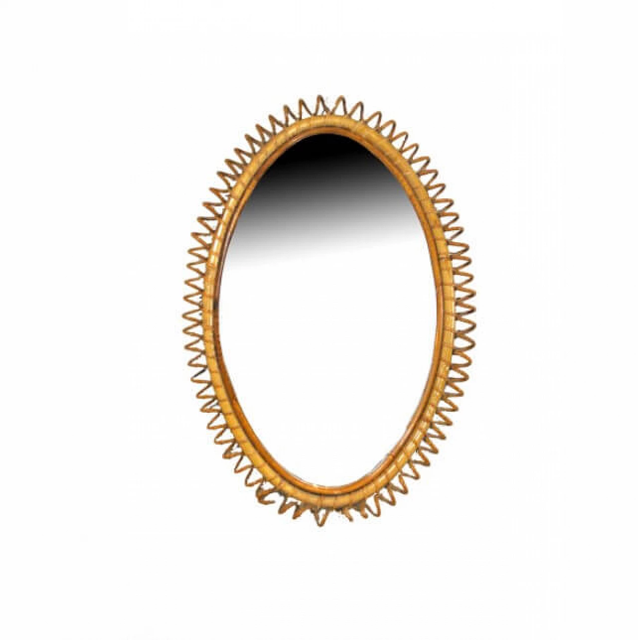 Specchio ovale in vimini, anni '50 1219625