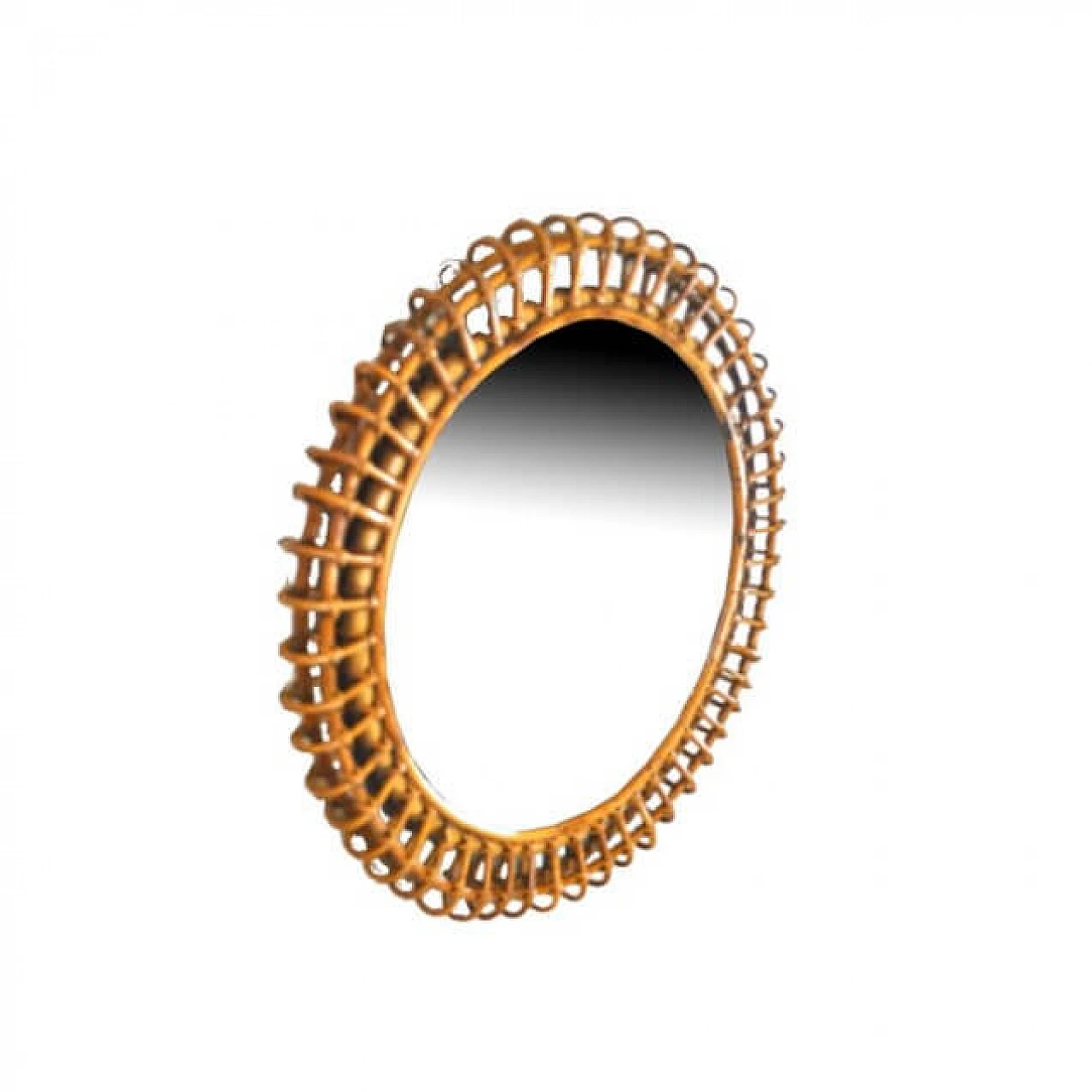 Specchio rotondo in vimini, anni '50 1219631