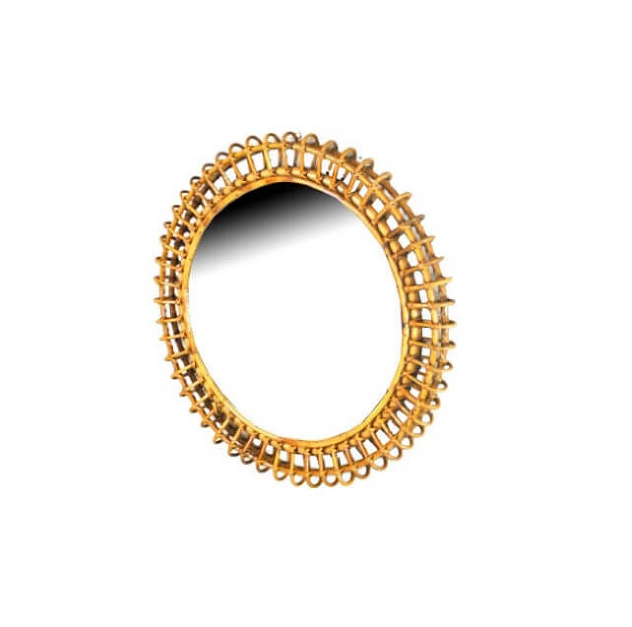 Specchio rotondo in vimini, anni '50 1219633