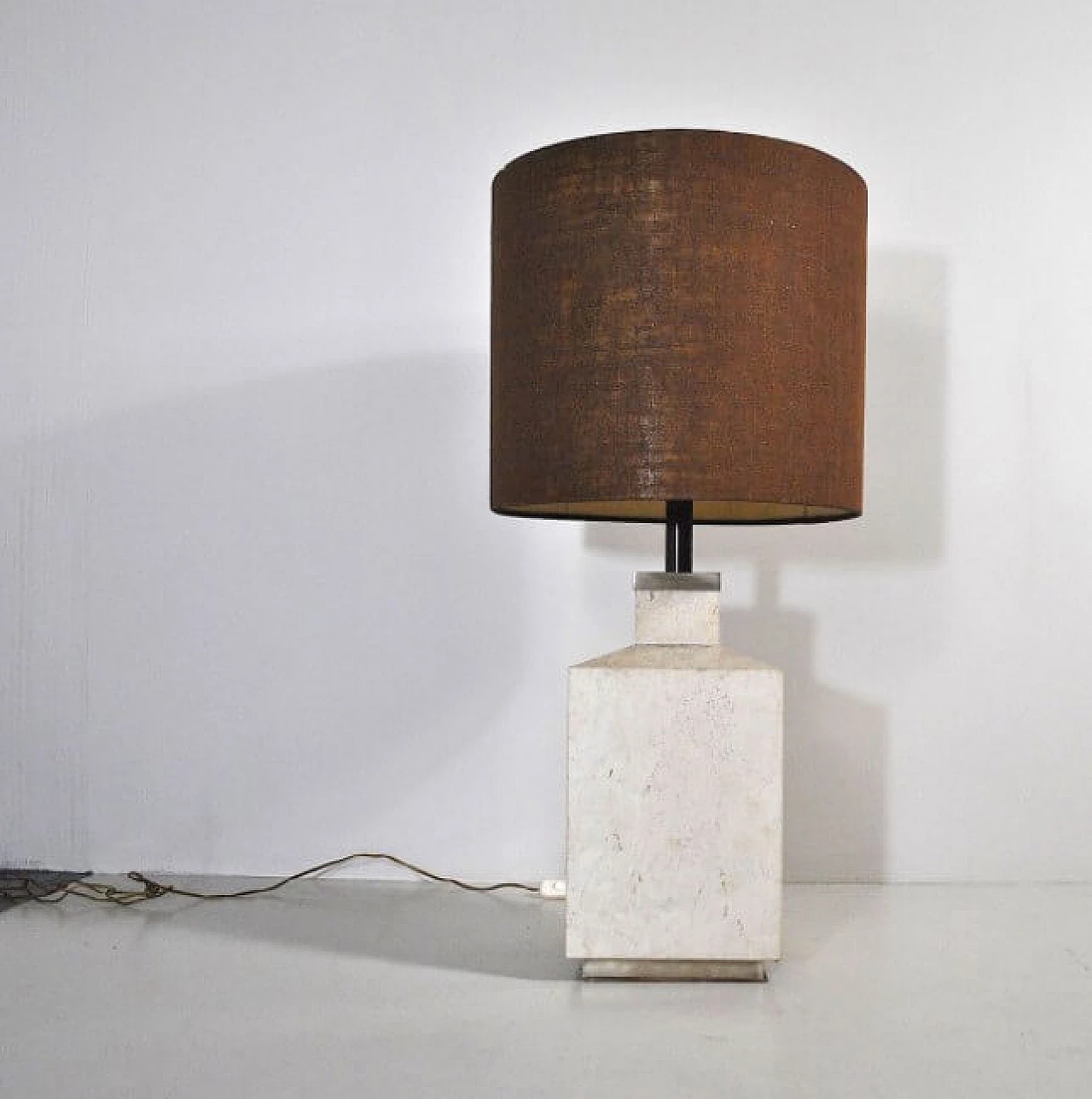 Table lamp in travertine, 70s 1219777