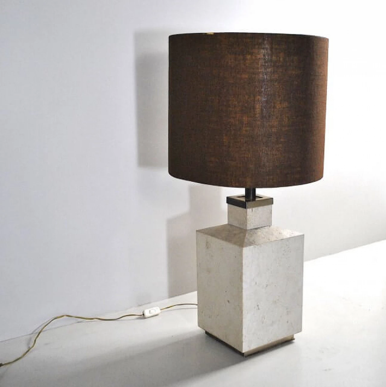 Table lamp in travertine, 70s 1219780