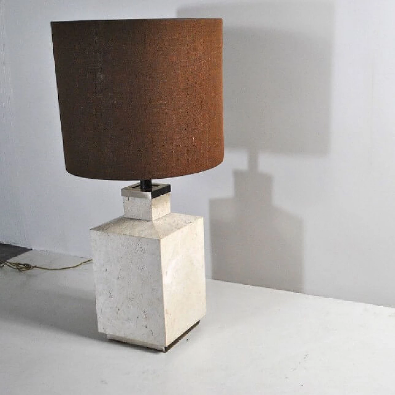 Table lamp in travertine, 70s 1219781