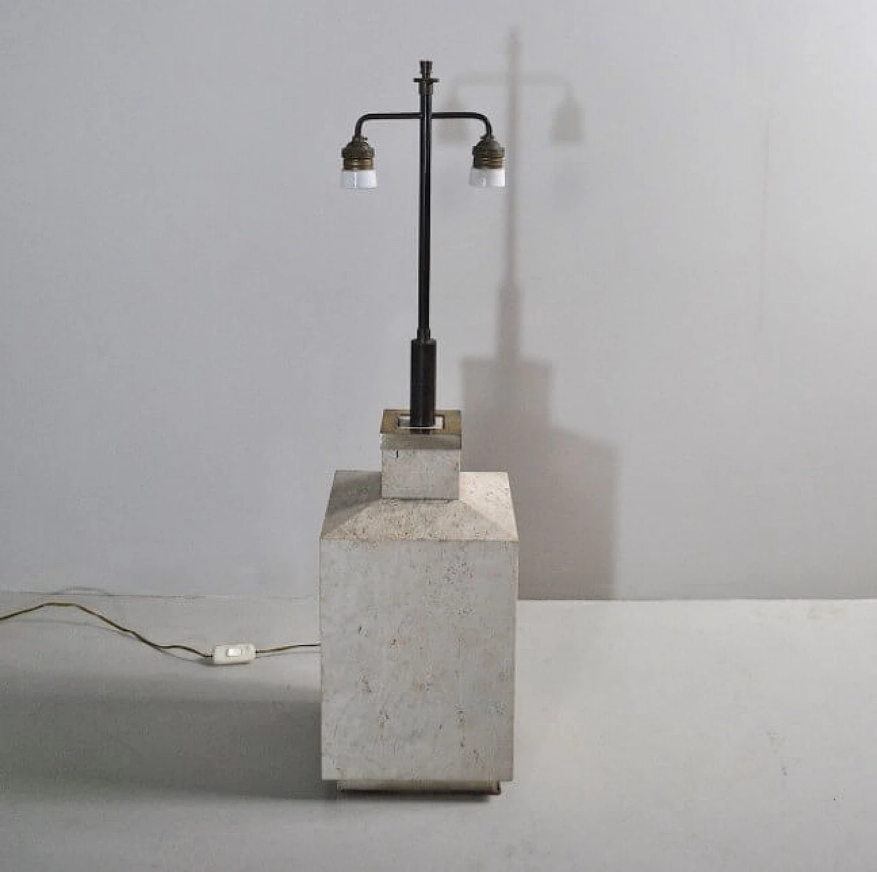 Table lamp in travertine, 70s 1219783