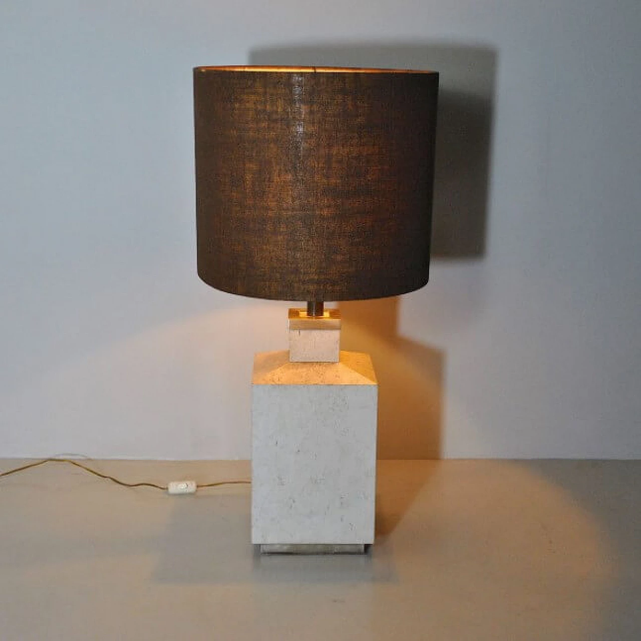 Table lamp in travertine, 70s 1219785