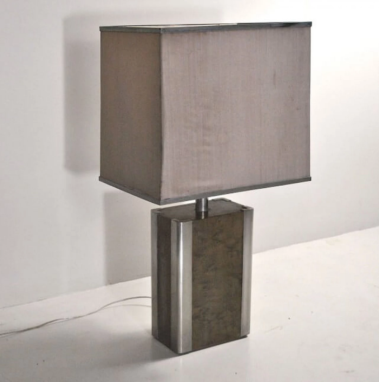 Table lamp steel and wood, 70s 1219791