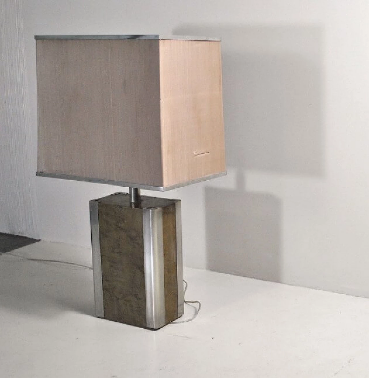 Table lamp steel and wood, 70s 1219792