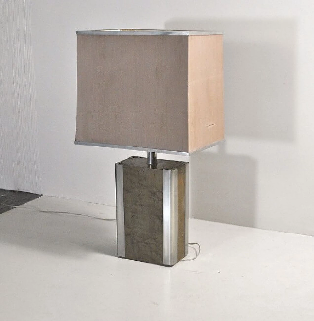 Table lamp steel and wood, 70s 1219793