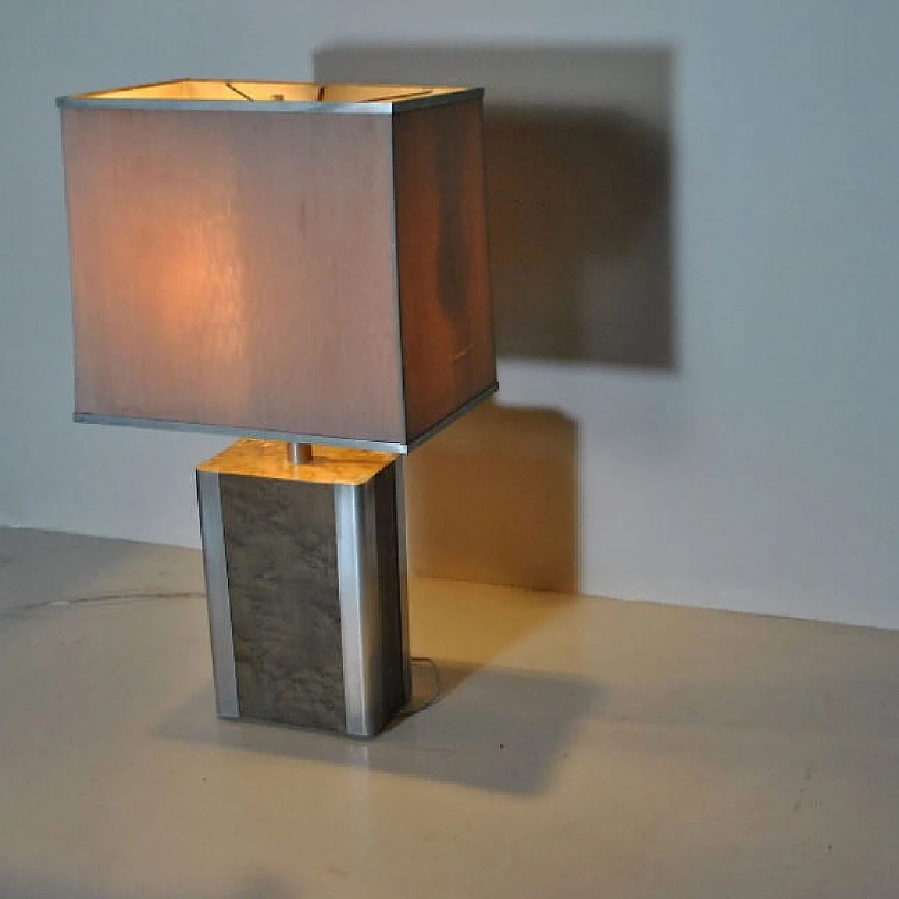 Table lamp steel and wood, 70s 1219797