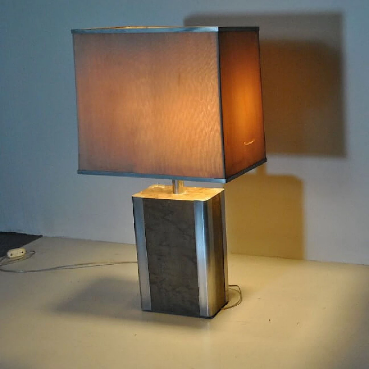 Table lamp steel and wood, 70s 1219798